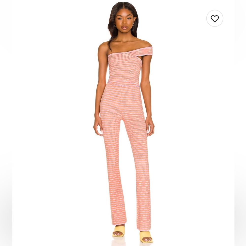 Revolve Lovers and Friends Mara Knit top and pant in pink spacedye